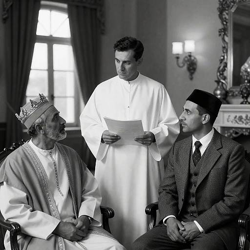 Dramatic Indoor Scene of Three Men