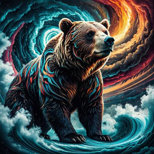 Surreal Bear on Swirling Tornado