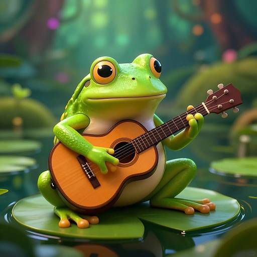 Frog Guitarist on Lily Pad