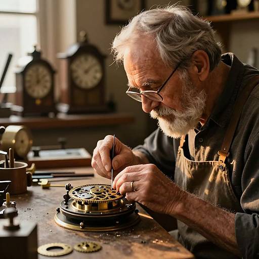 Elderly Clockmaker Crafting Timeless Timepieces