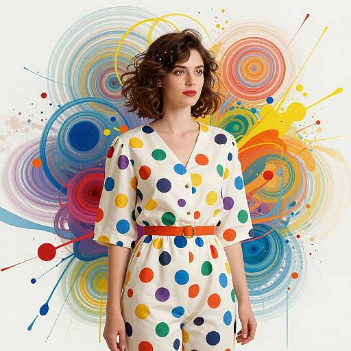 Vibrant Polka Dot Woman Artwork