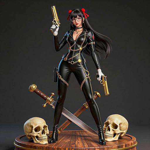 Fierce Warrior in Leather and Gold