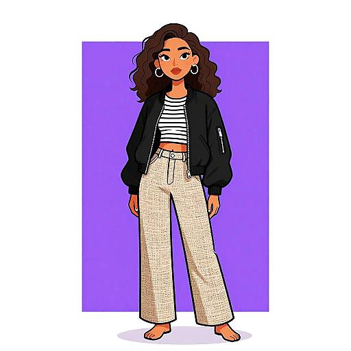 Casual Chic Woman in Tweed Trousers