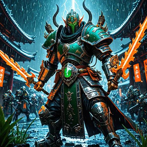 Emerald-Eyed Cyber Samurai Warrior