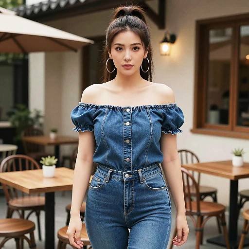 Stocky Woman in Shueisha Style Cafe