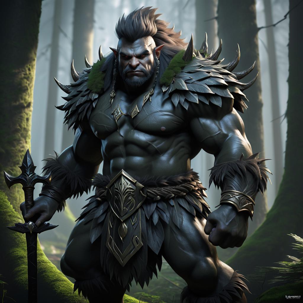 Fearsome Troll Concept Art in Dark Forest