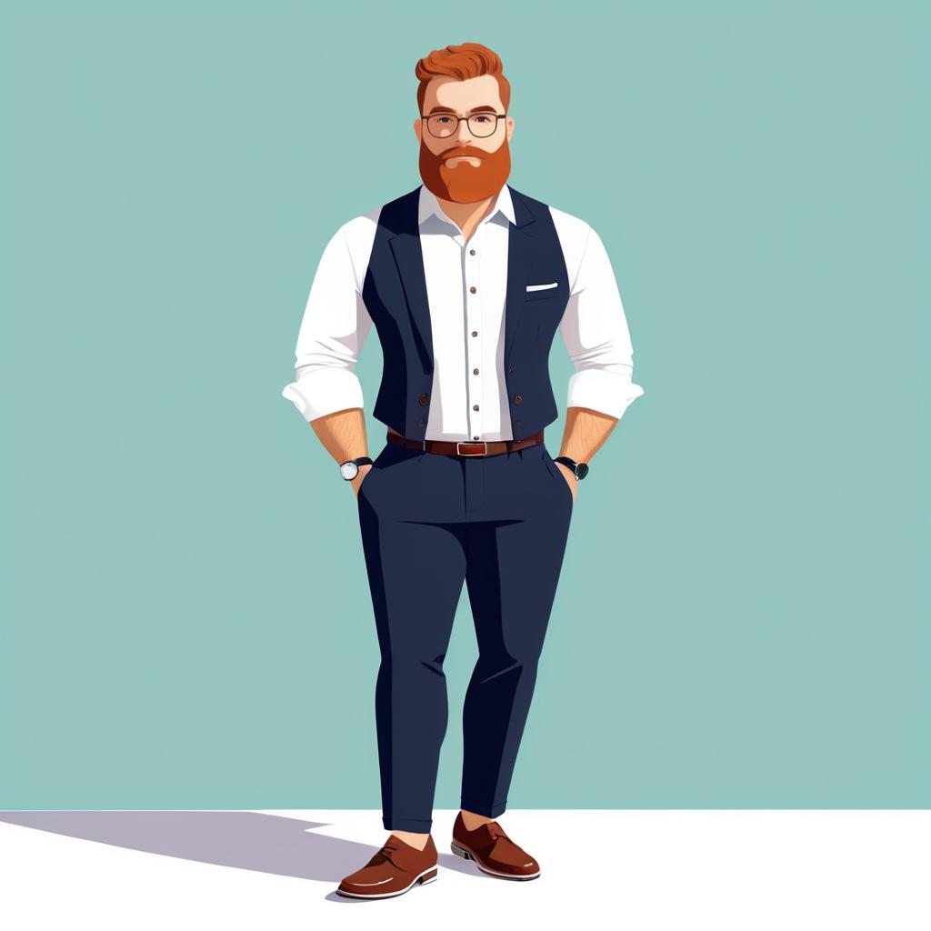 Stylish Bearded Man Cartoon Illustration