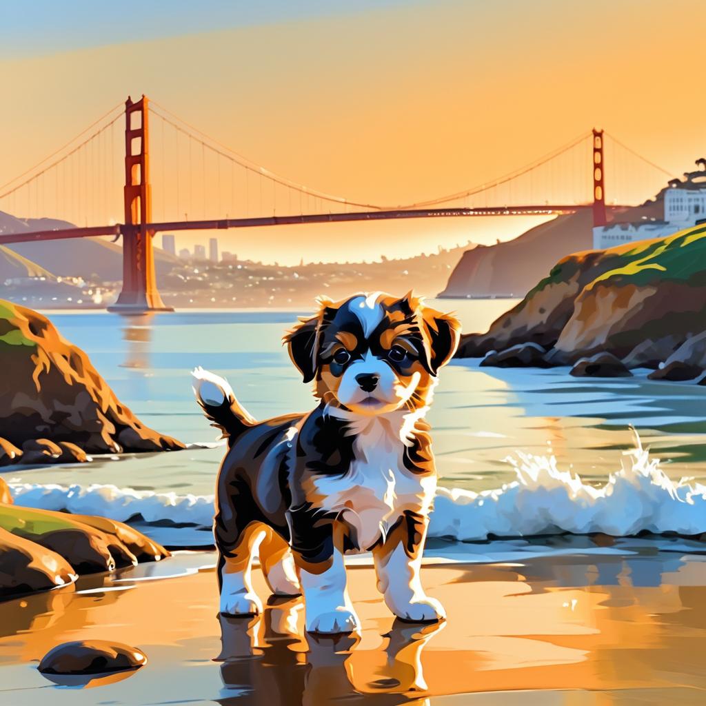 Playful Puppy at Golden Gate Bridge