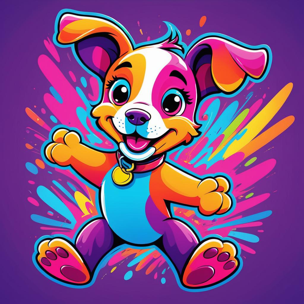 Vibrant Cartoon Puppy Illustration