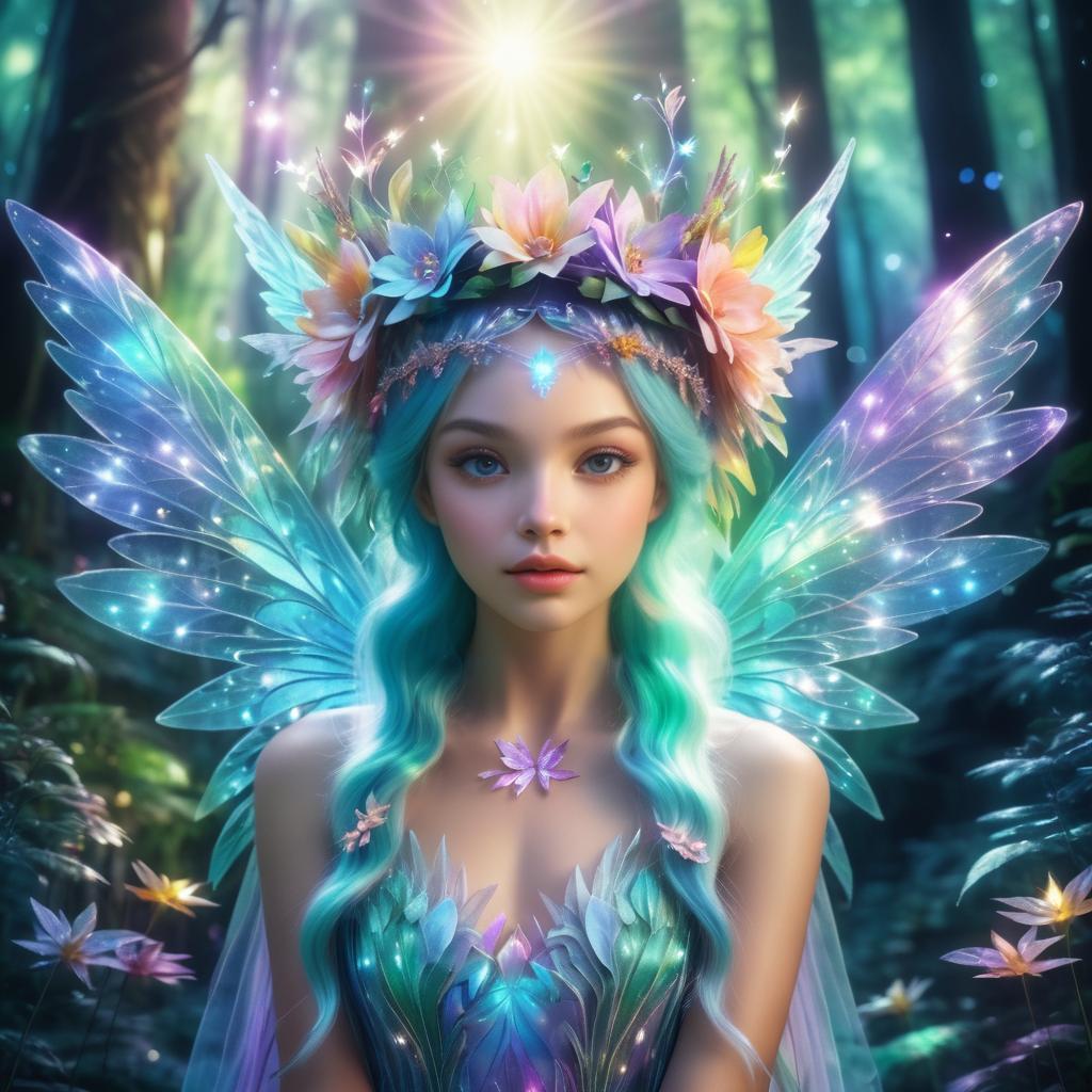 Mystical Fairy in Enchanted Forest Scene