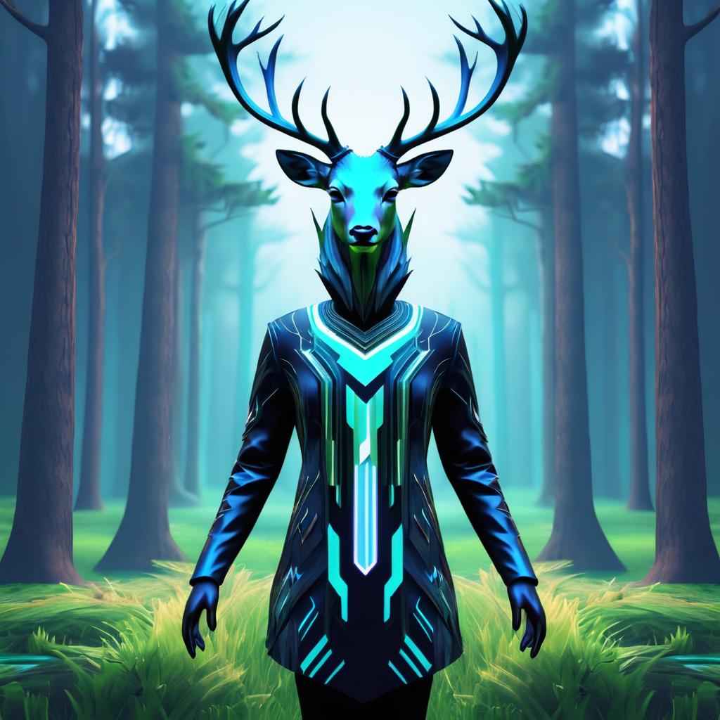 Glitchy Deer God Character Design