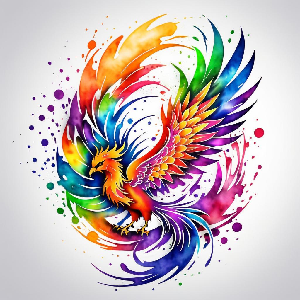 Vibrant Phoenix Watercolor Arm Tattoo Design