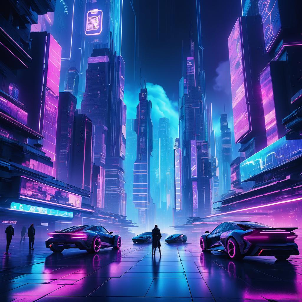 Futuristic Neon Cyberpunk Cityscape Art