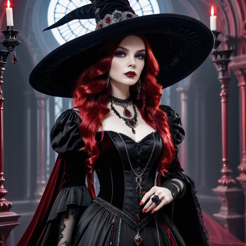 Elegant Gothic Vampire with Red Hair