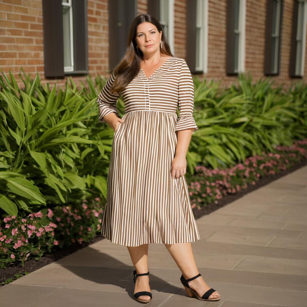 Elegant Woman in Striped Dress