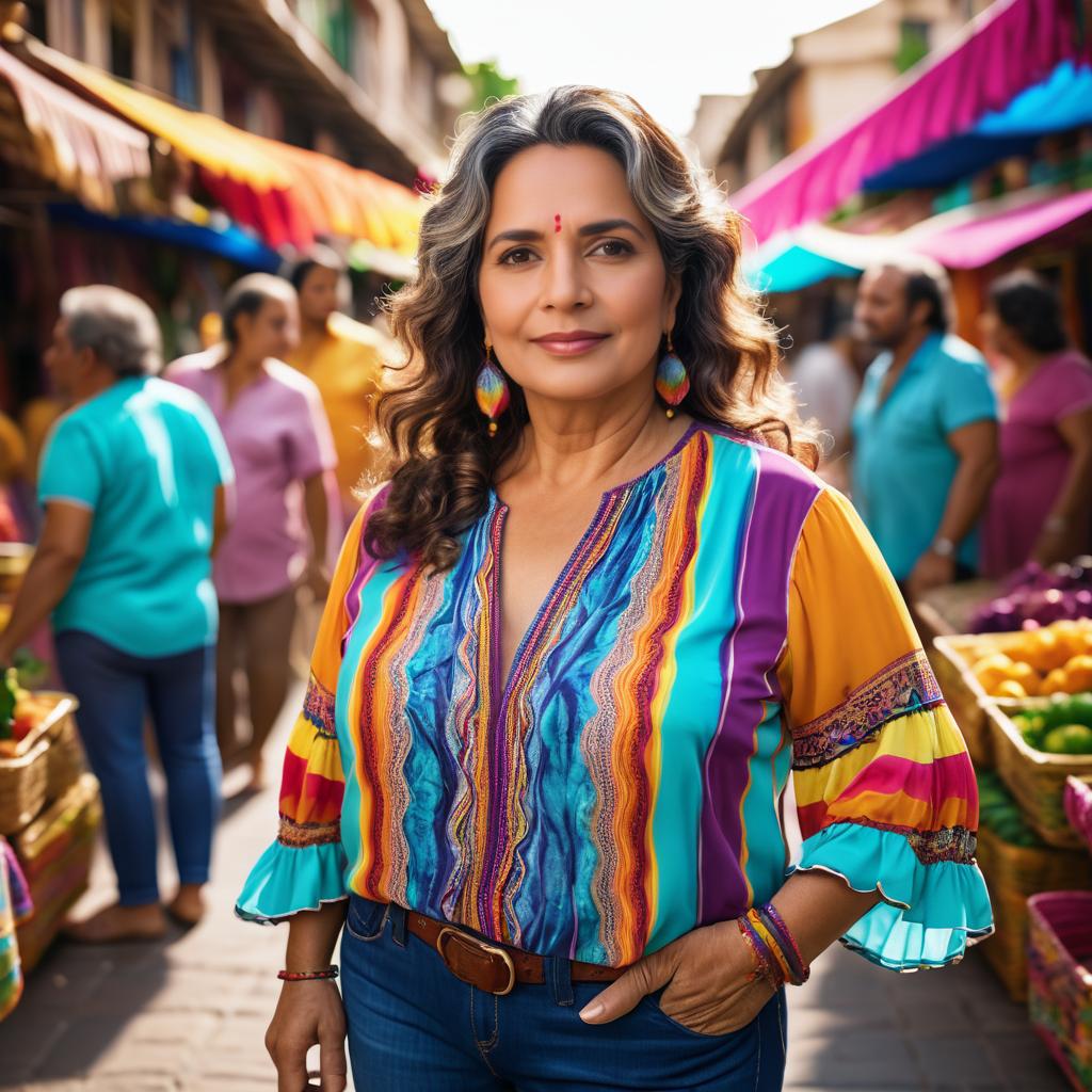 Vibrant Market Portrait of Hispanic Woman