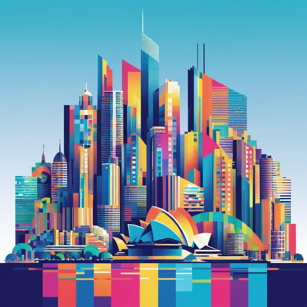 Contemporary Pixel Art of Sydney Skyline