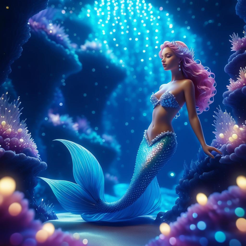 Enchanted Pearl Mermaid in Magical Cave