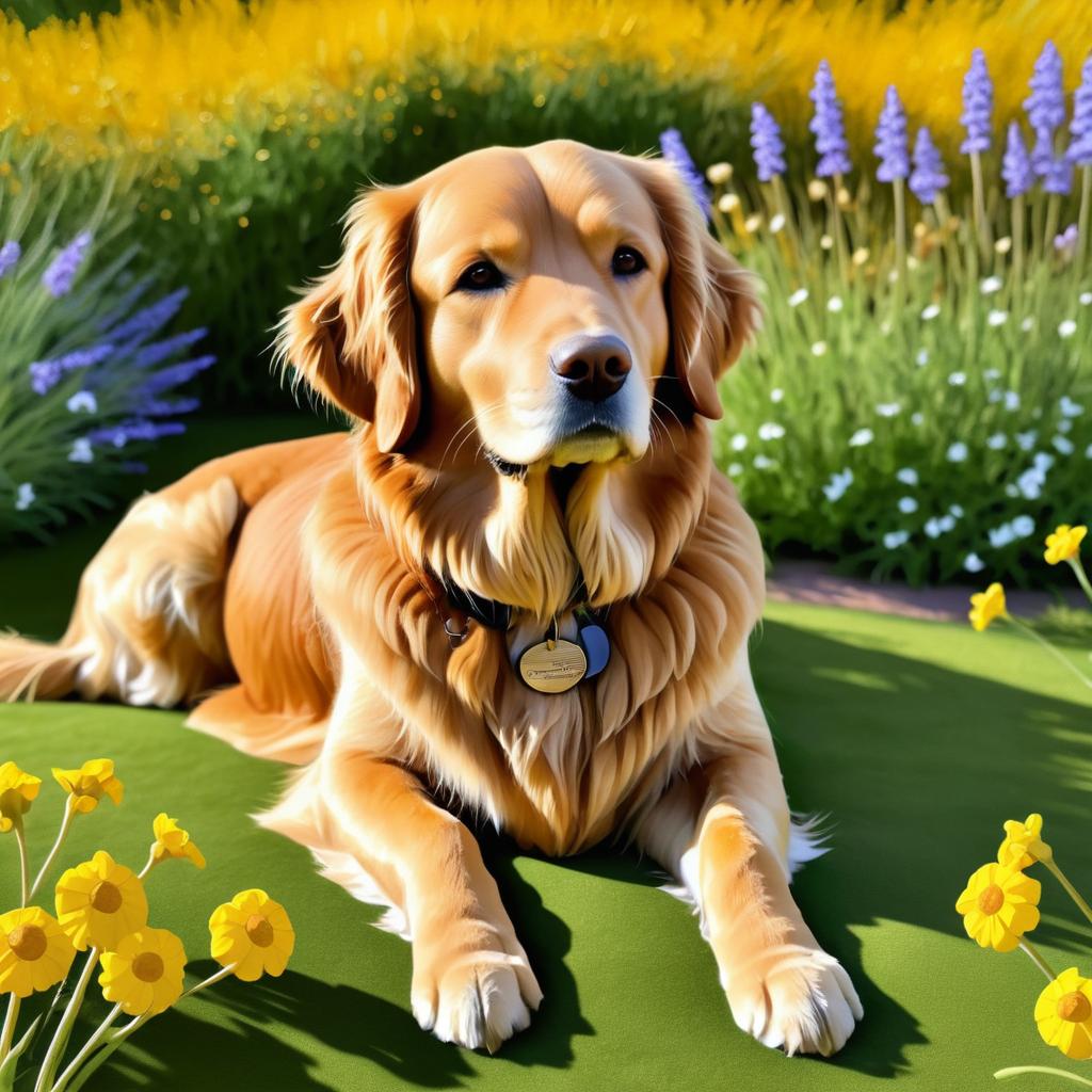 Soulful Golden Retriever in Wildflowers