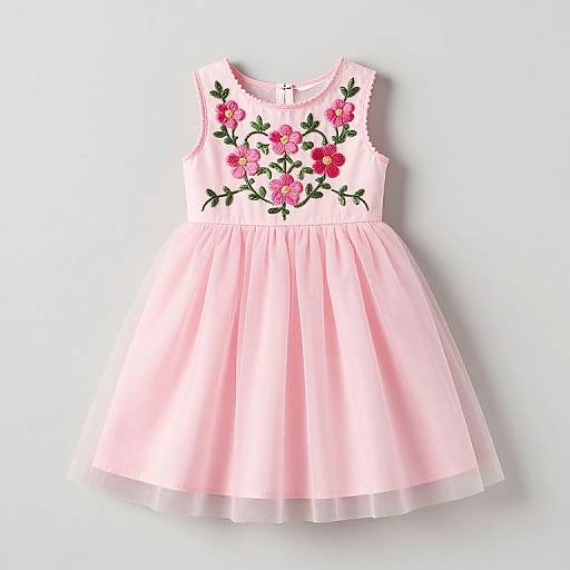 Pink Floral Embroidered Dress for Kids