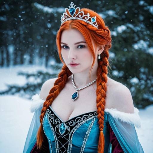 Woman in Queen Anna Costume with Braided Red Hair