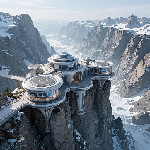 Futuristic Roman Palace on Cliff