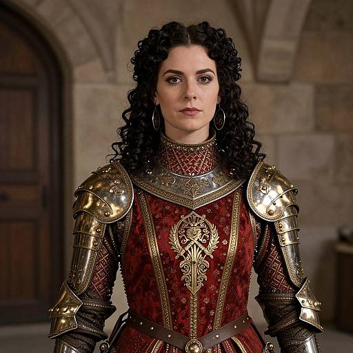 Medieval Noblewoman in Ornate Armor