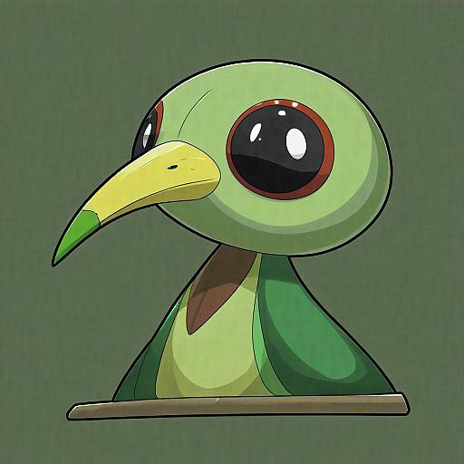 Illustration of Natu, pokemon in the style of Observerz