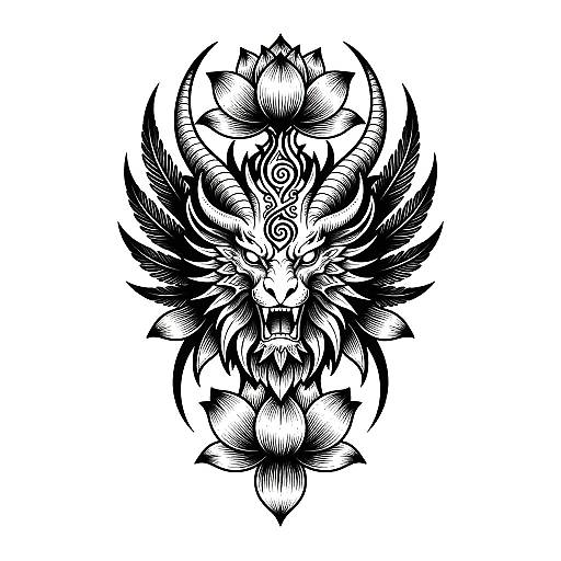 Symmetrical Mythical Gryphon Calf Tattoo
