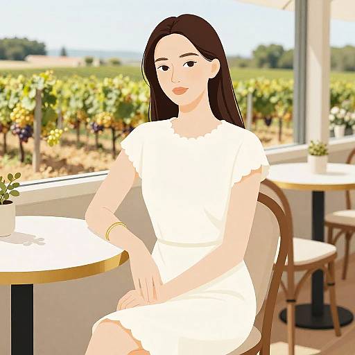 Minimalist Chic Woman at French Café