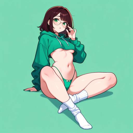 Vibrant Woman in Green Attire