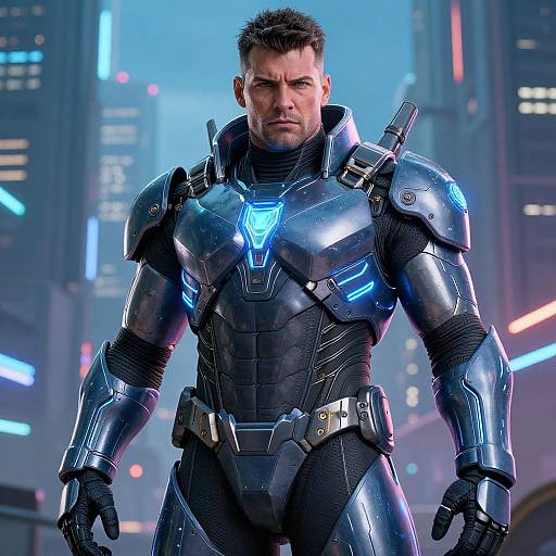 Futuristic Cyberpunk Armored Man Portrait