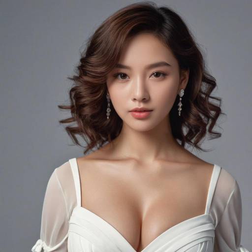 Elegant Asian Woman in White Dress Elegant Asian Woman in White Dress