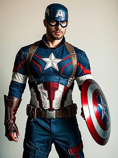 Man in Zombie Captain America Cosplay Costume