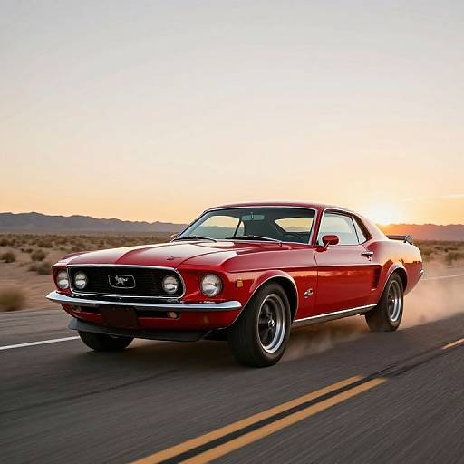 1969 Red Mustang Roaring Desert Drive