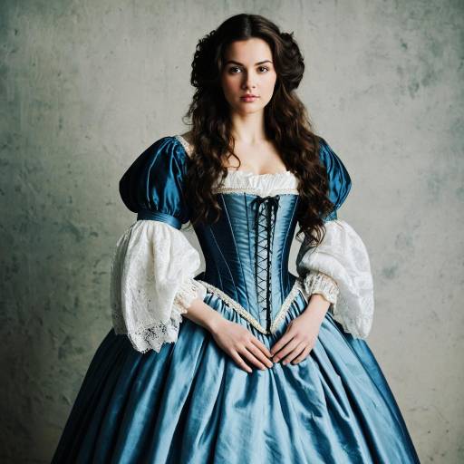Woman in 17th Century Blue Corset Gown