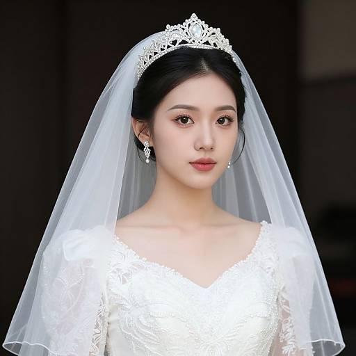 Elegant Asian Bride in Wedding Dress