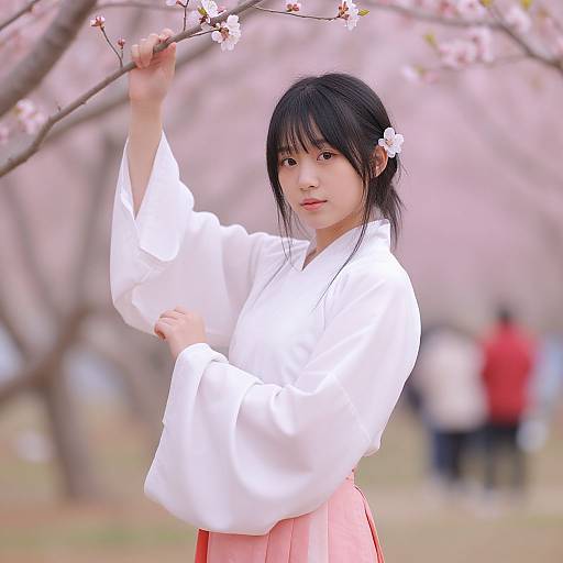 Realistic Asian Girl in Spring Festival Costume