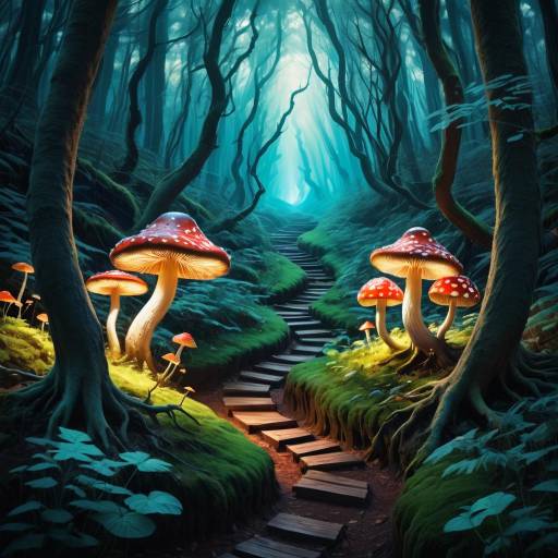 Impressionist Dreamy Forest Path Scene