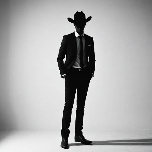 Man in Suit and Cowboy Hat Silhouette