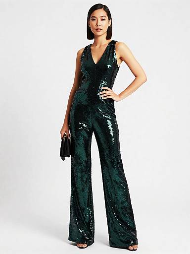 Forest Green Sequin Jumpsuit Catalog Portrait
