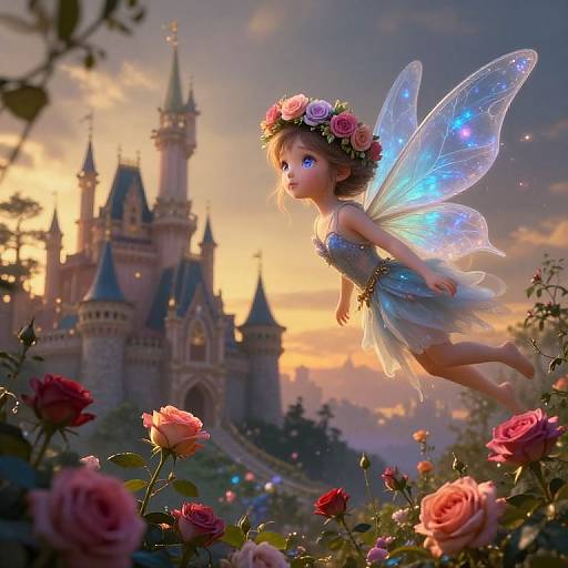 Ethereal Fairy Above Enchanted Castle