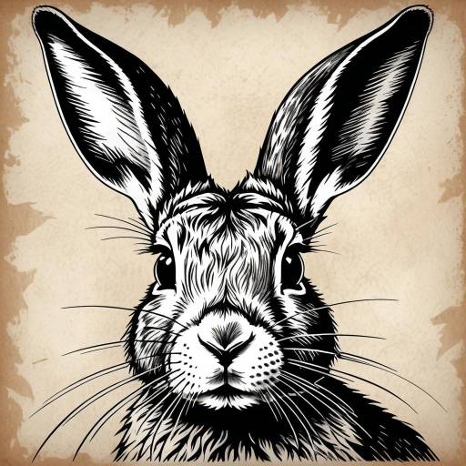 Majestic Monochrome Rabbit Portrait