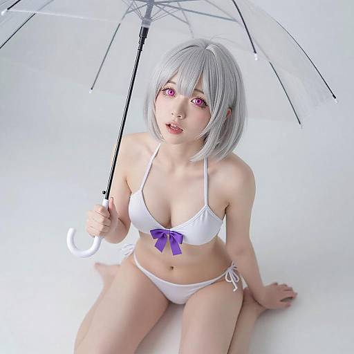 Anime Girl Under Transparent Umbrella