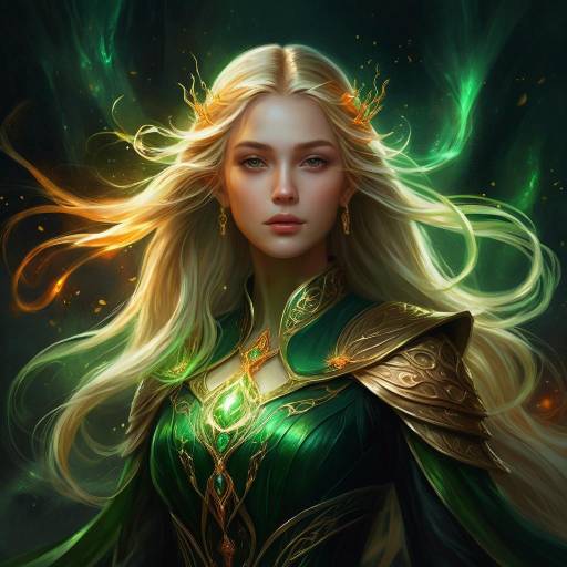 Fantasy Elven Queen with Golden Armor