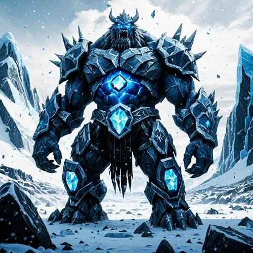Gigantic Ice Golem in Frozen Tundra