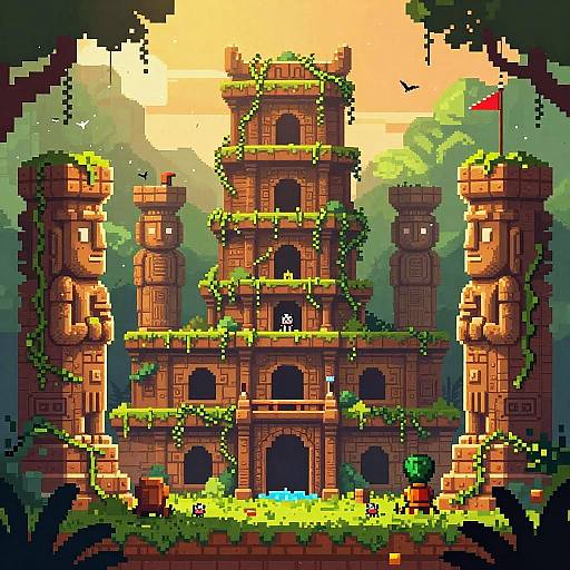 Pixel Art Jungle Temple Ruins