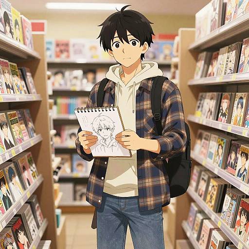Young Man in Comic Book Store