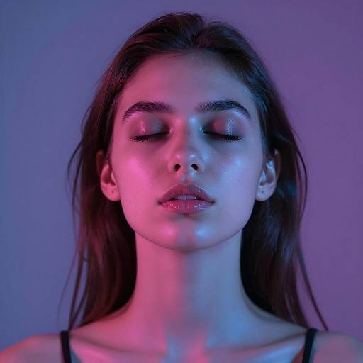 Vibrant Neon Portrait of a Young Woman