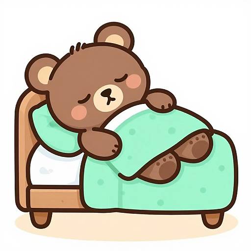 Cozy Cartoon Bear Sleeping Illustration